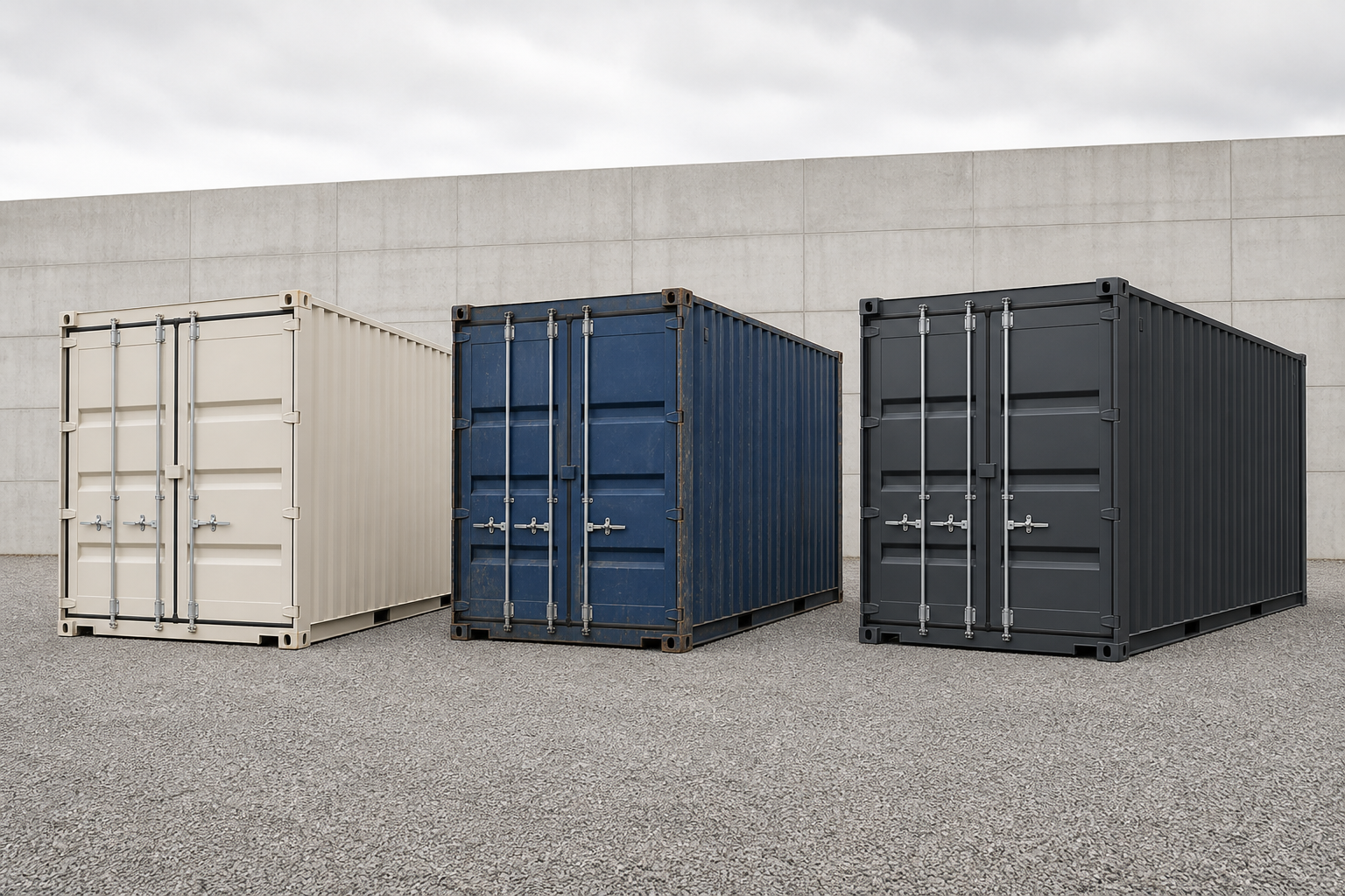 New one-trip and used shipping containers in different conditions